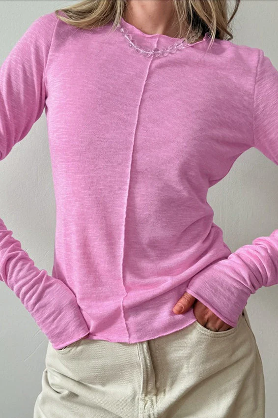 White Crew Neck Long-Sleeve Layering Knit Top - Image 4