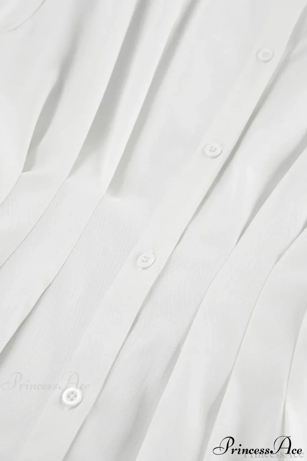 White Pleated Waist Slim Blouse - Image 5