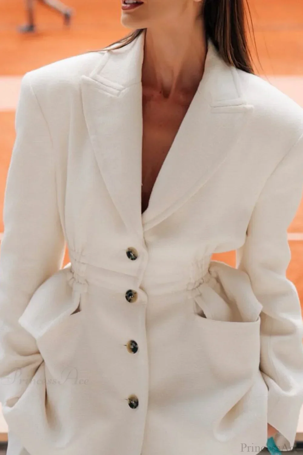 White V Neck Versatile Formal Coat - Image 4