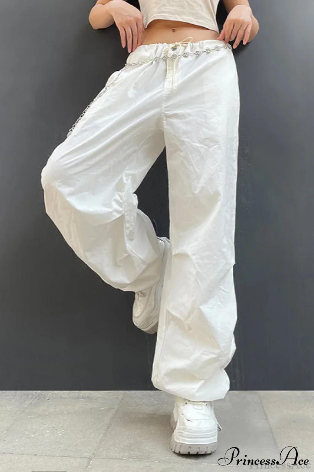 Wide Leg Woven Multi Pocket Cargo Pants - Image 3