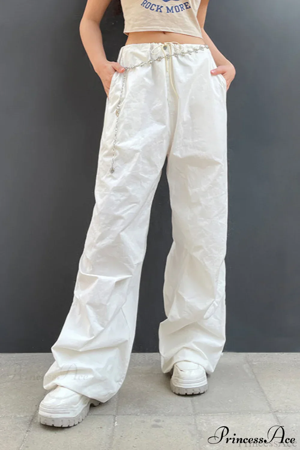 Wide Leg Woven Multi Pocket Cargo Pants - Image 4