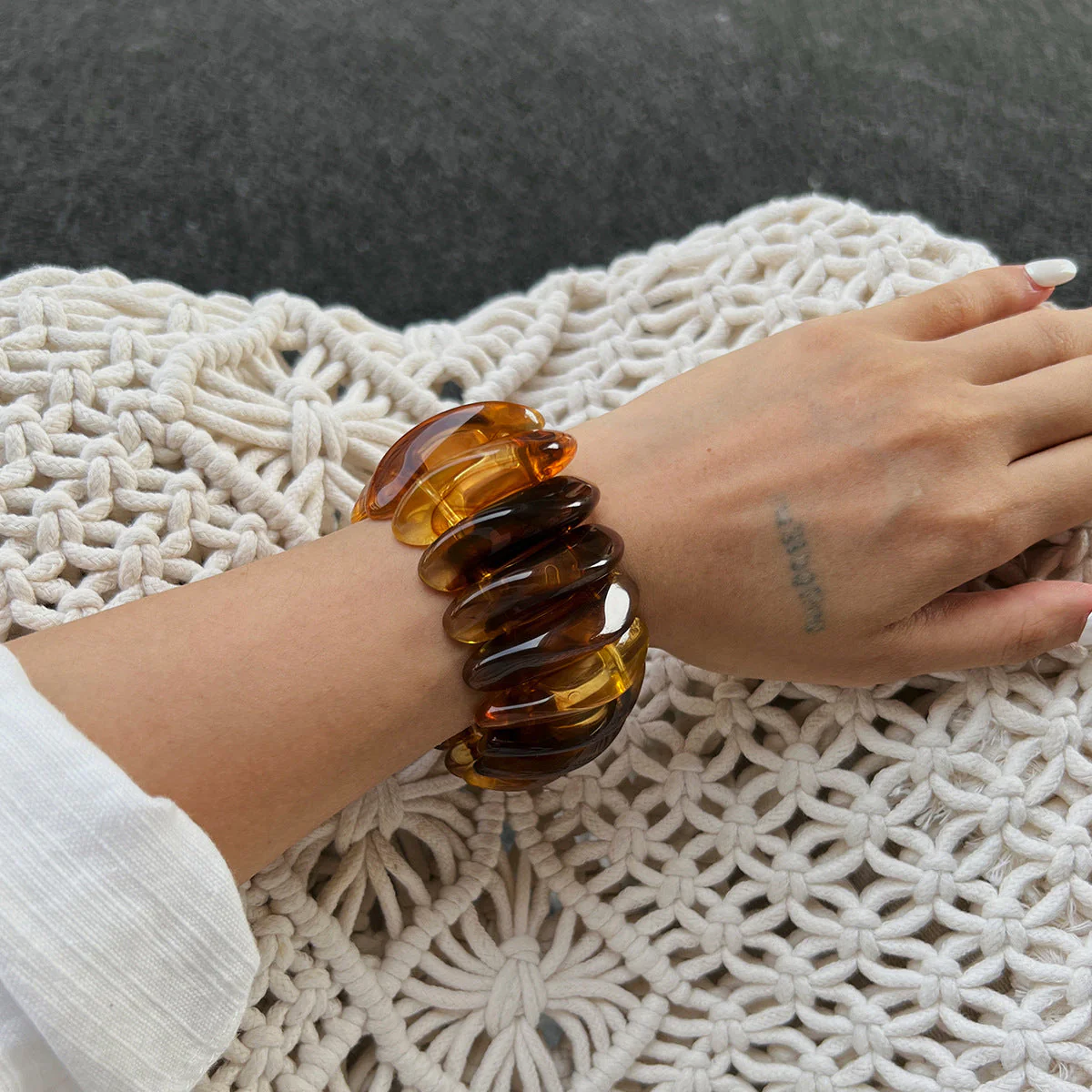 Wide Marble Texture Translucent Bracelet - Image 5
