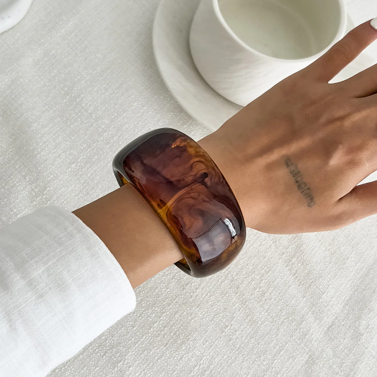 Wide Marble Texture Translucent Bracelet - Image 6