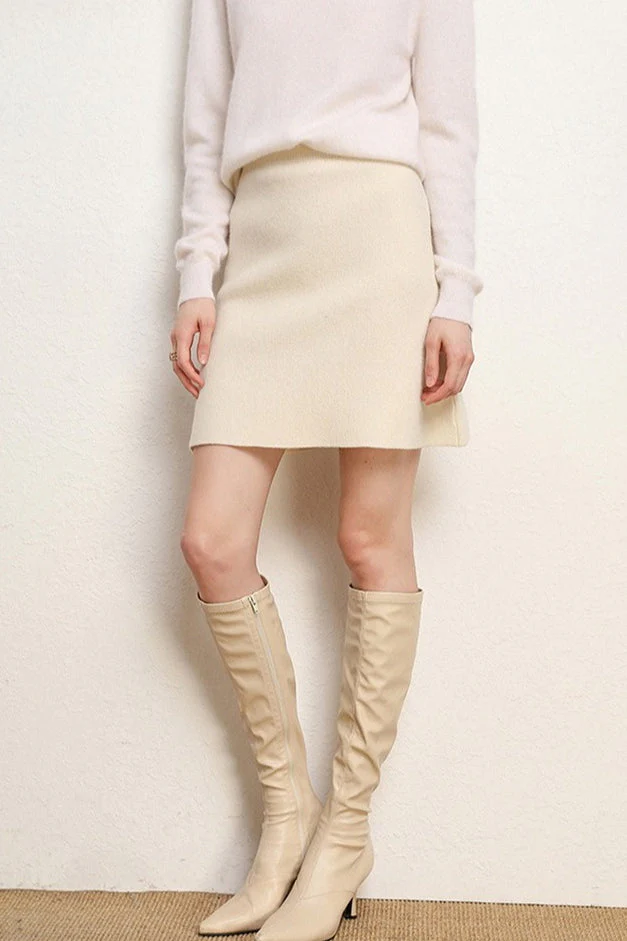 Wool A-Line Mini Skirt - Image 2