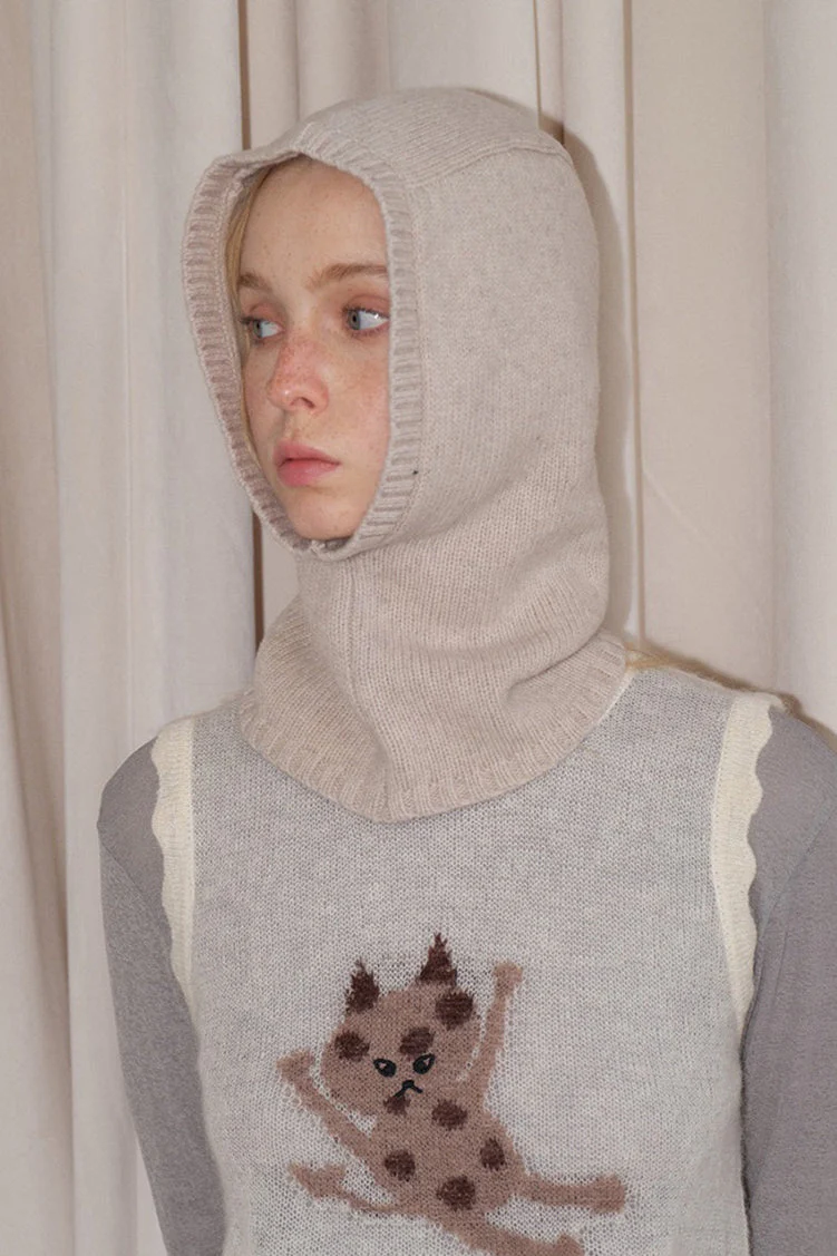 Wool Balaclava One-Piece Warm Knitted Hat - Image 8