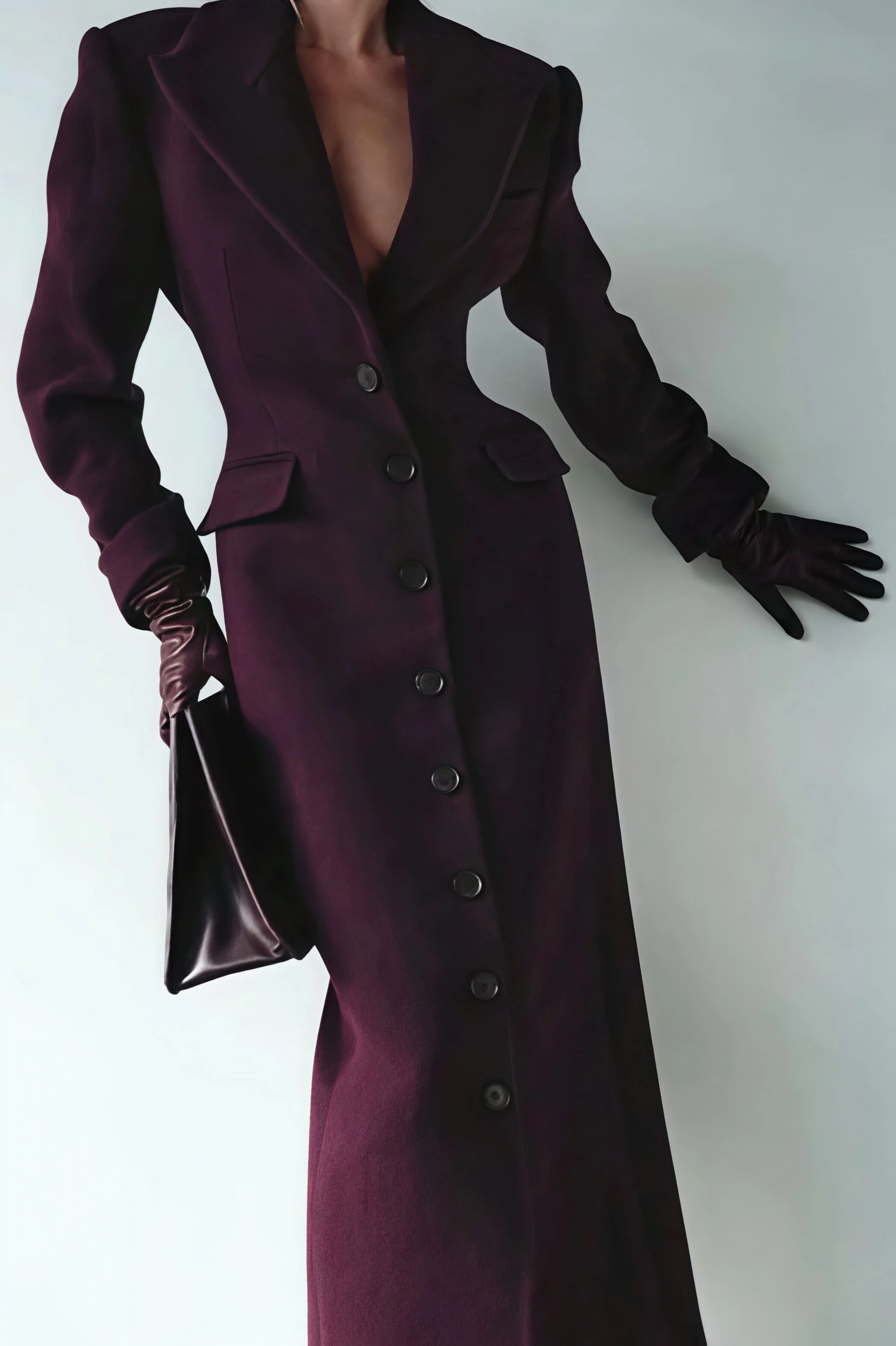 Wool Blend Elegant Lapel High Waist Long Overcoat - Image 2