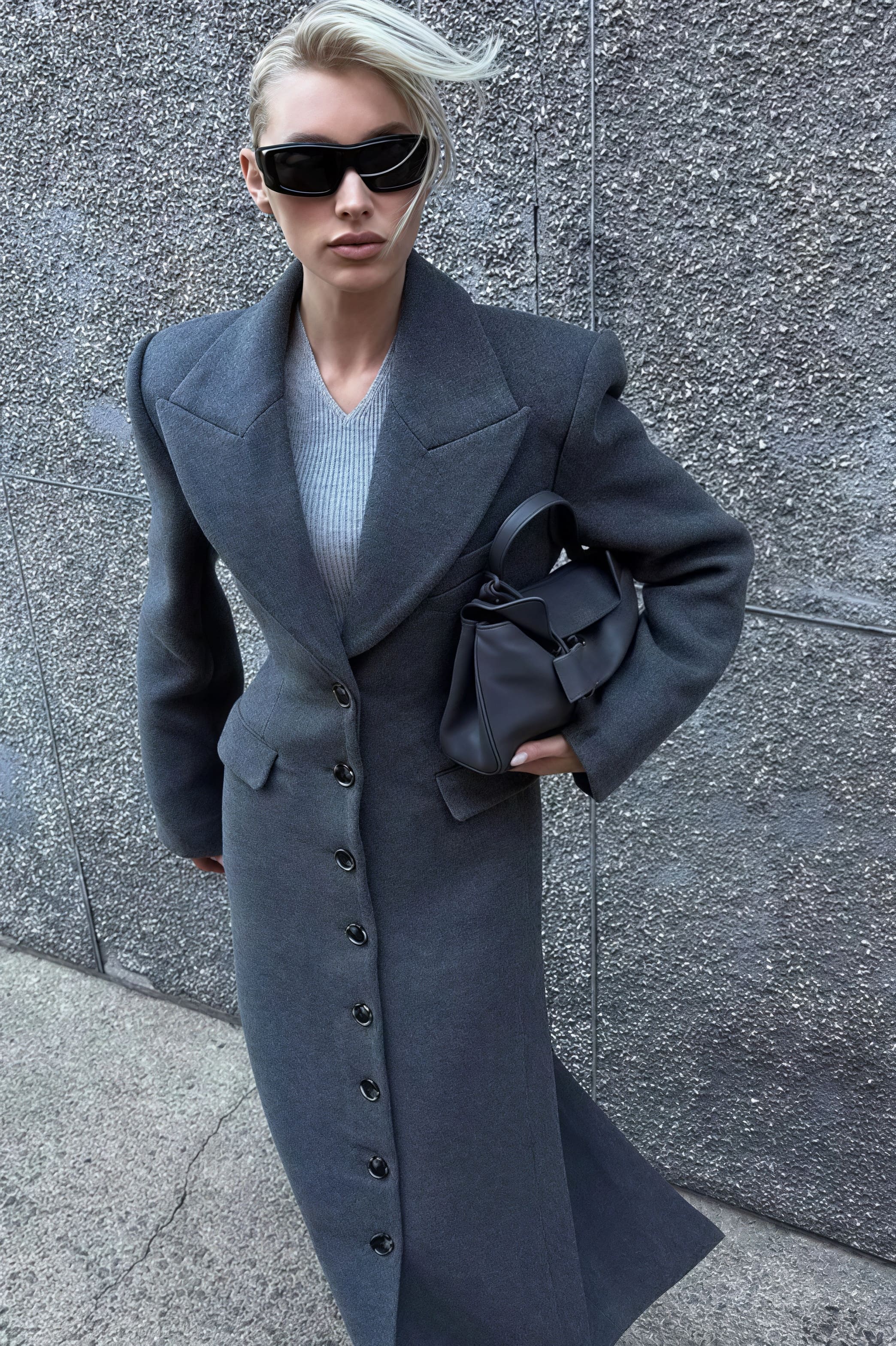 Wool Blend Elegant Lapel High Waist Long Overcoat - Image 4