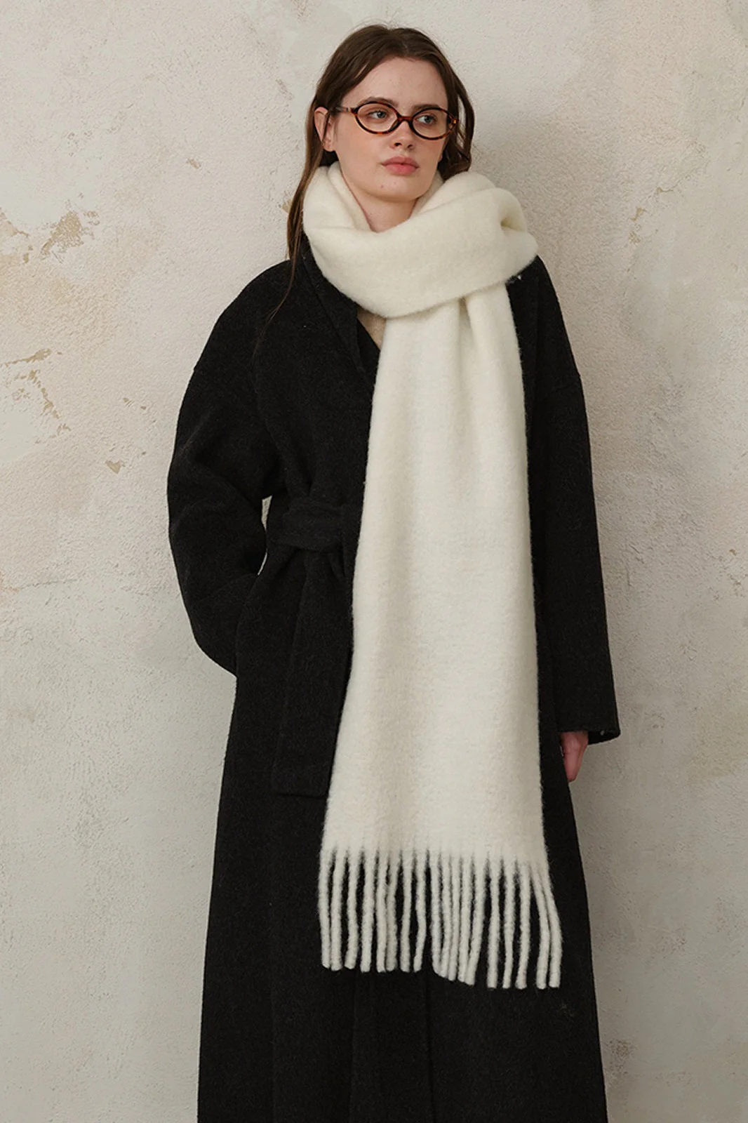 Wool Blend Fringed Scarf - Image 11