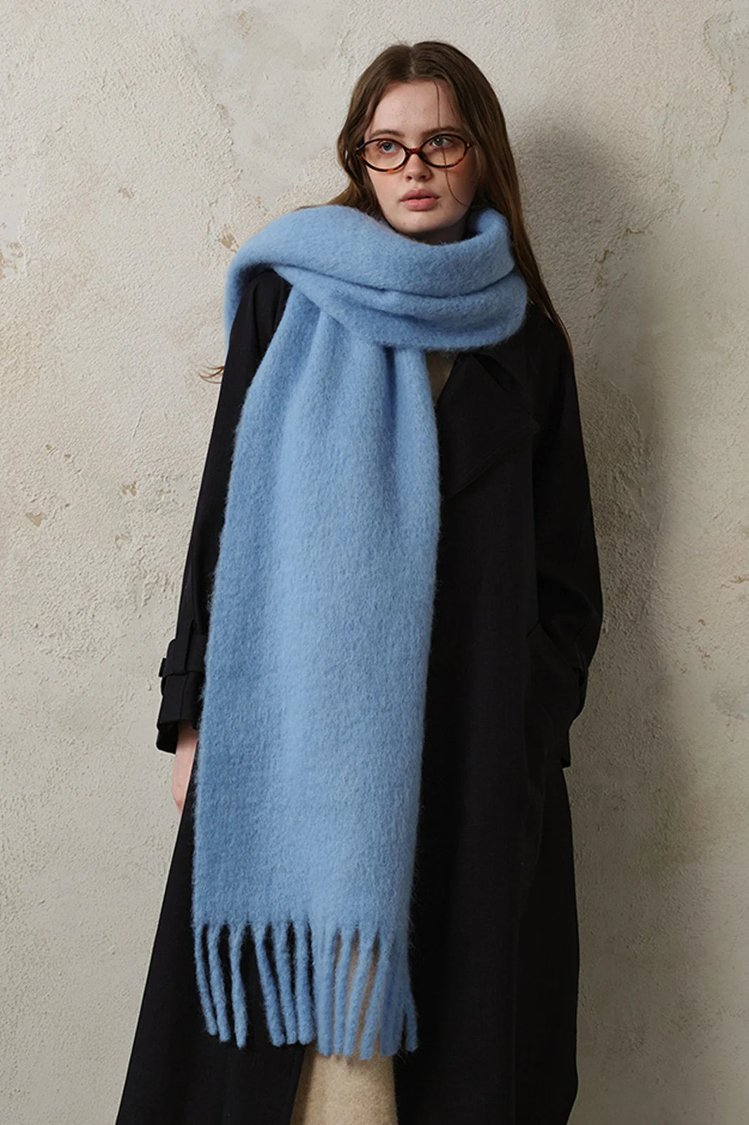 Wool Blend Fringed Scarf - Image 4