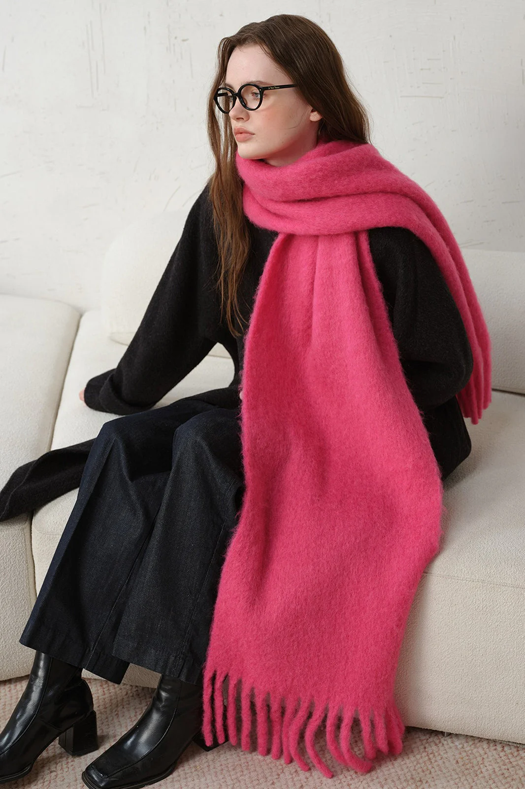 Wool Blend Fringed Scarf - Image 5