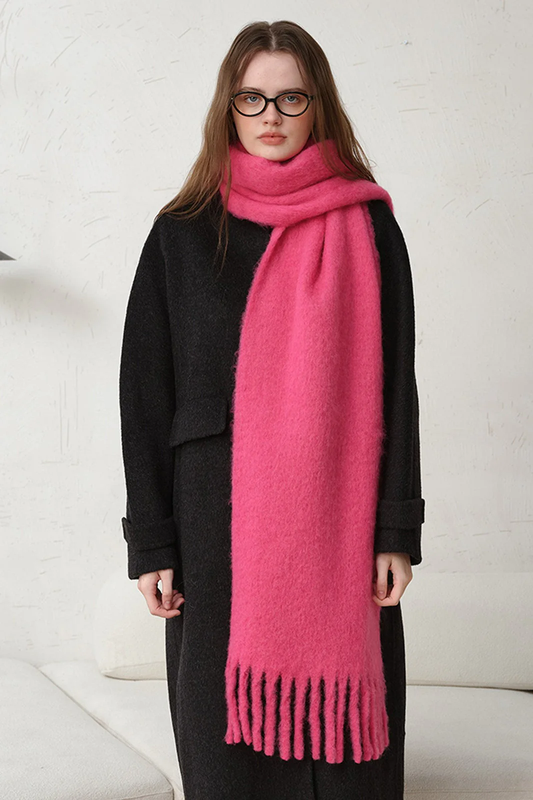 Wool Blend Fringed Scarf - Image 6