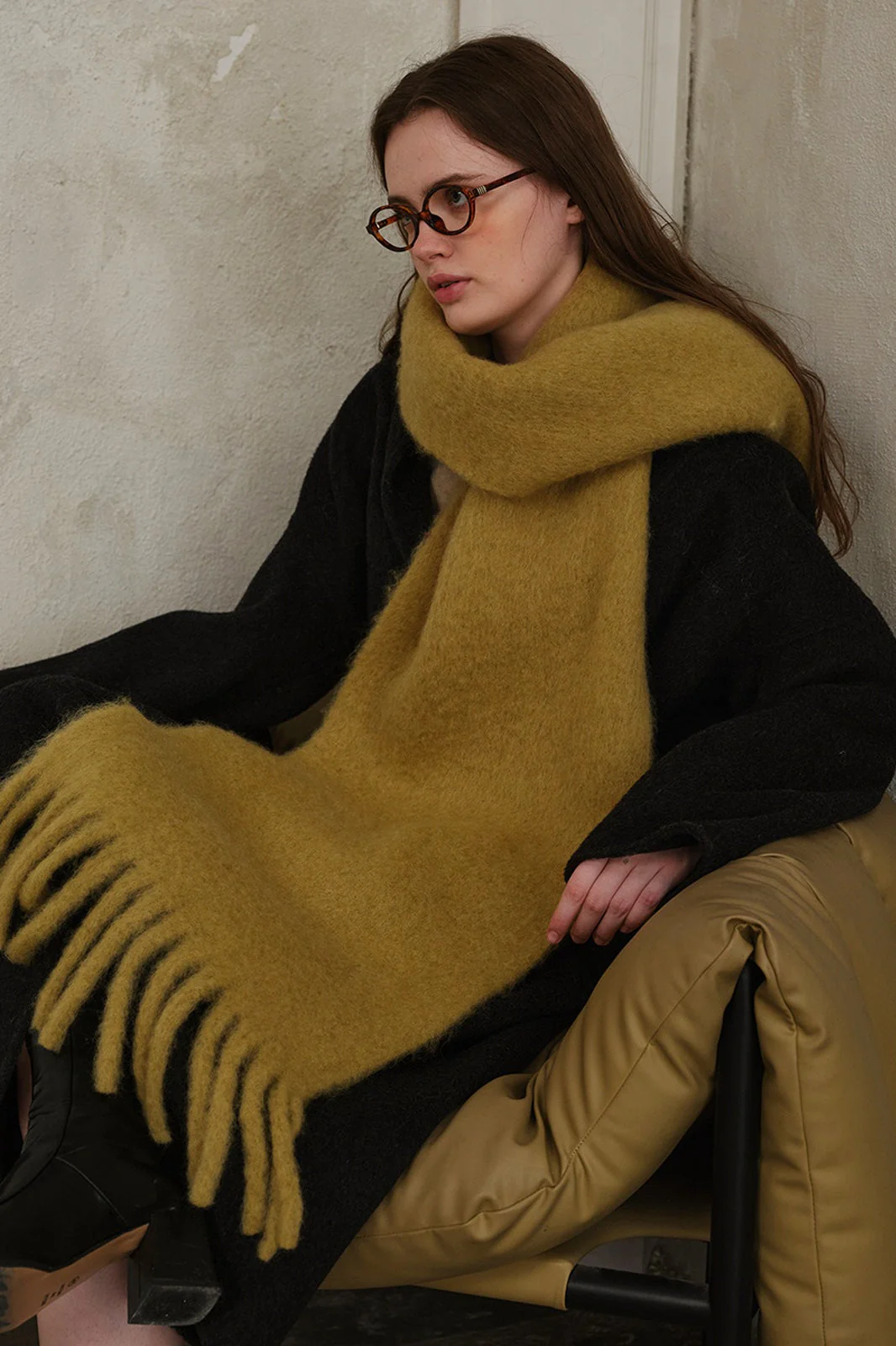 Wool Blend Fringed Scarf - Image 9