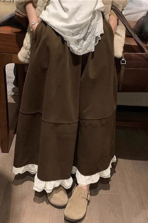 Wool Blend Ruffle High-Waisted Relaxed Skirt - Image 3