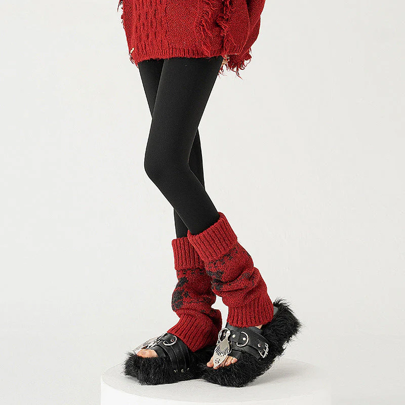 Wool Chunky Slouchy Sexy Red Leg Warmers - Image 2
