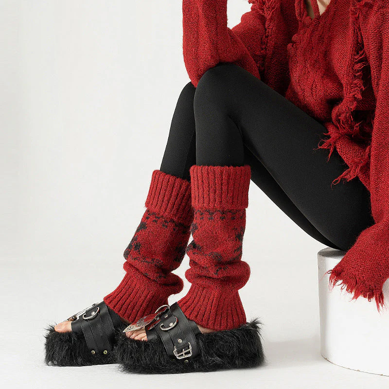 Wool Chunky Slouchy Sexy Red Leg Warmers - Image 3