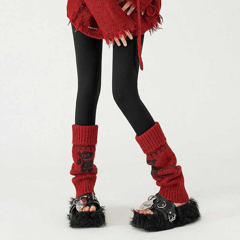Wool Chunky Slouchy Sexy Red Leg Warmers - Image 8
