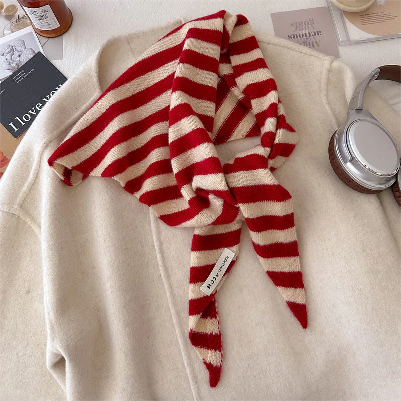Wool Knitted Stripe Scarf - Image 2