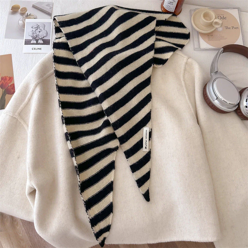 Wool Knitted Stripe Scarf - Image 4