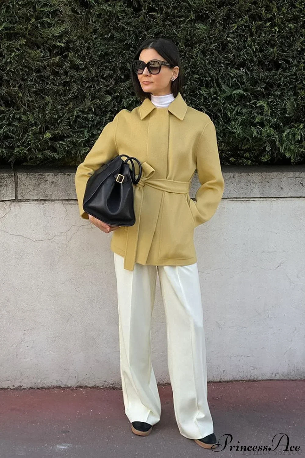 Gentle Sweet Tie Wool Mid-Length Pocket Coat - Image 3