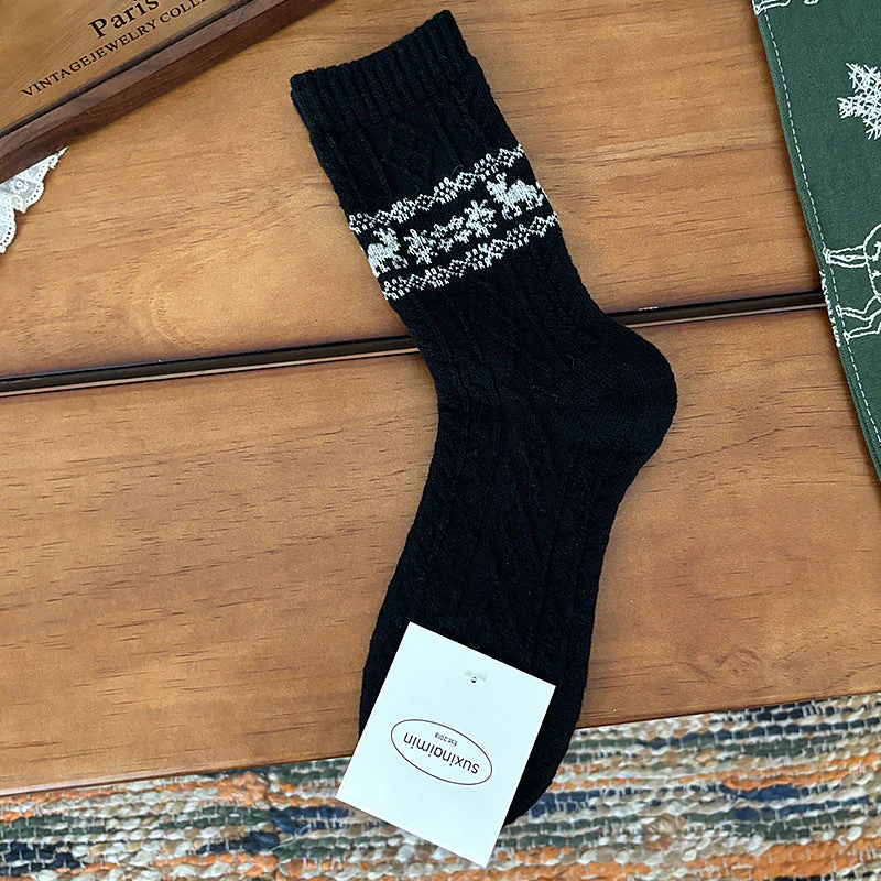 Wool Retro Elk Warm Slouchy Crew Socks - Image 5