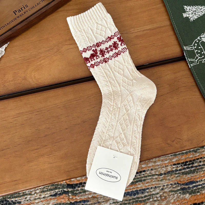 Wool Retro Elk Warm Slouchy Crew Socks - Image 7