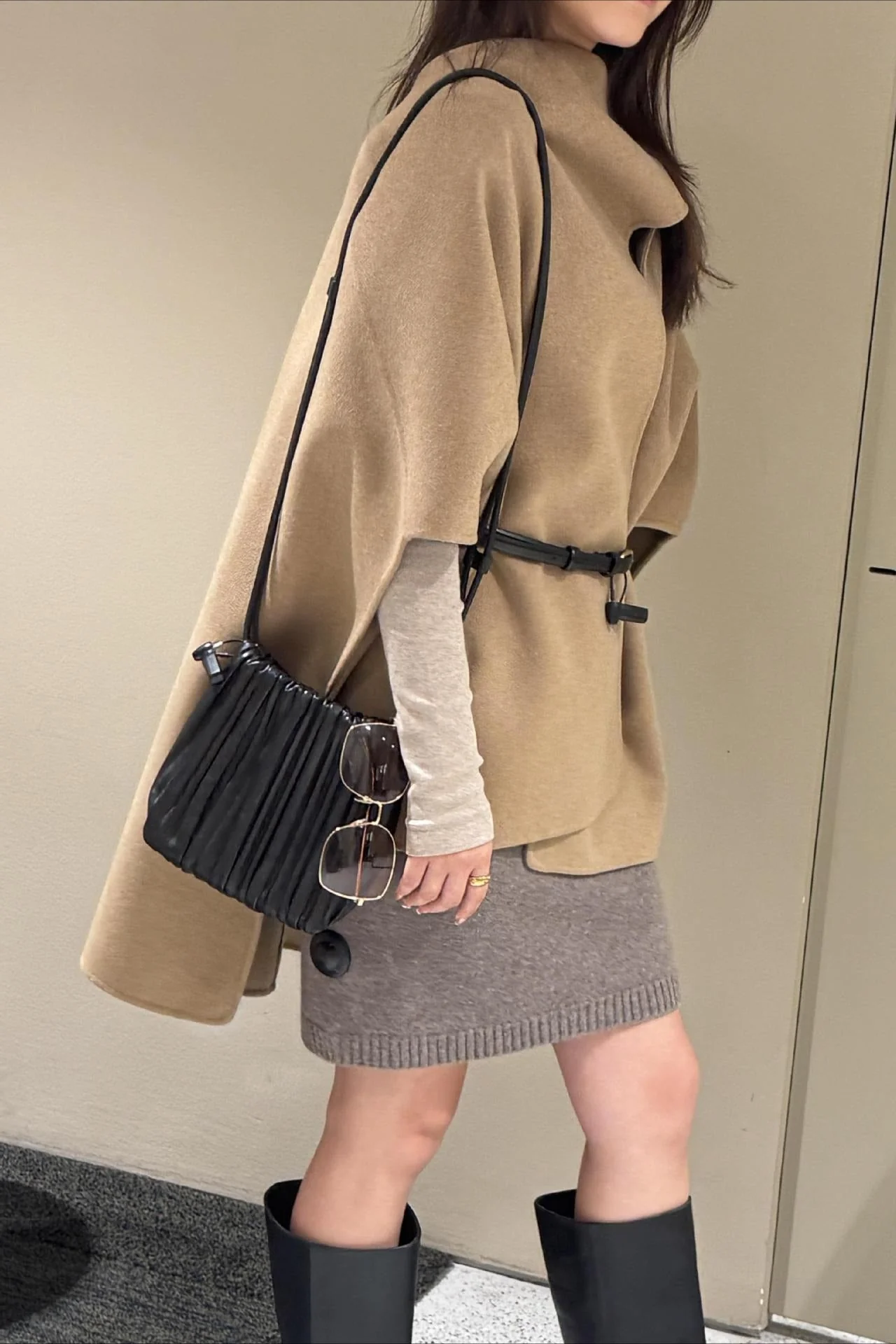 Wool Tencel Solid Scarf Shawl Cape Irregular Coat - Image 2