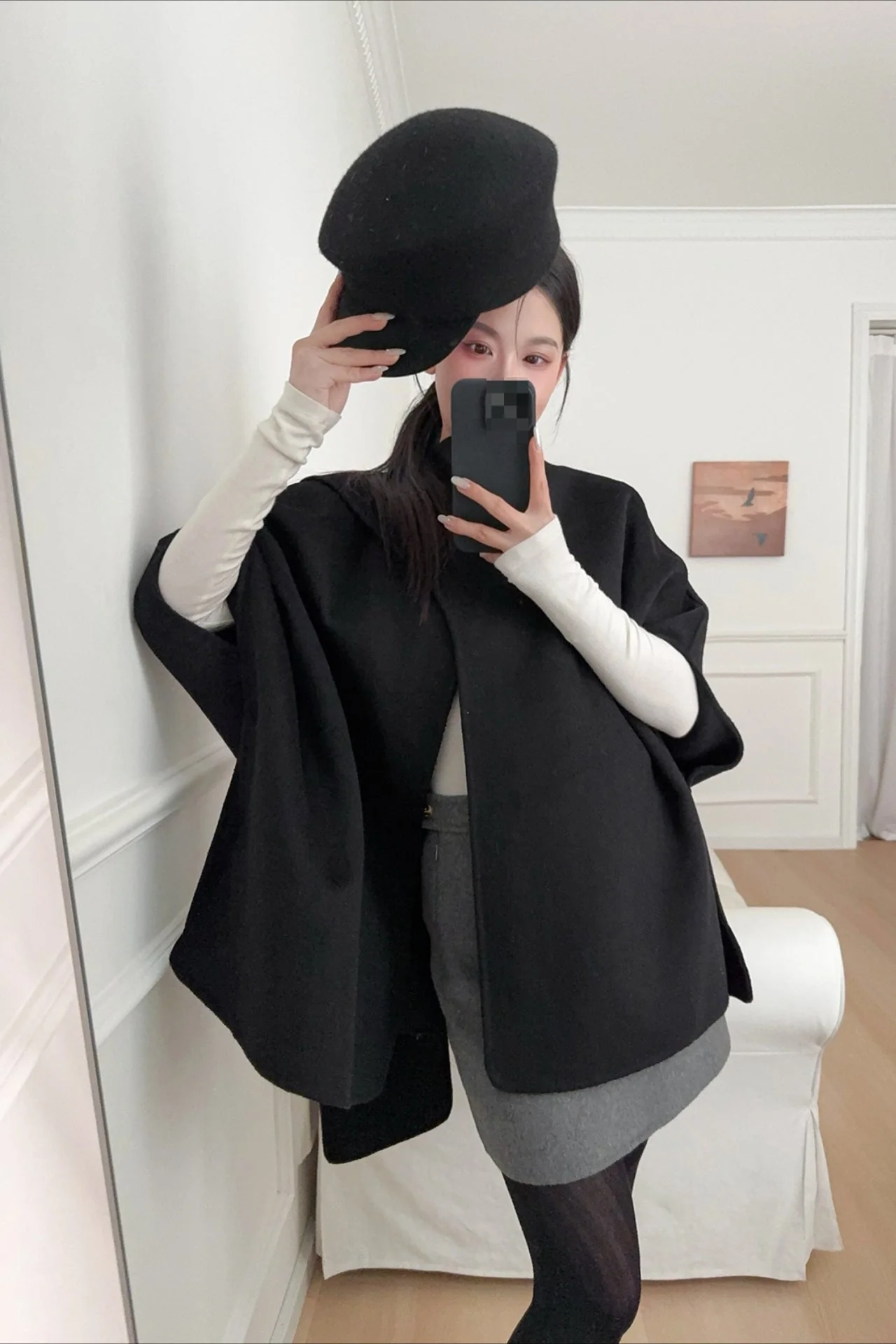 Wool Tencel Solid Scarf Shawl Cape Irregular Coat - Image 7