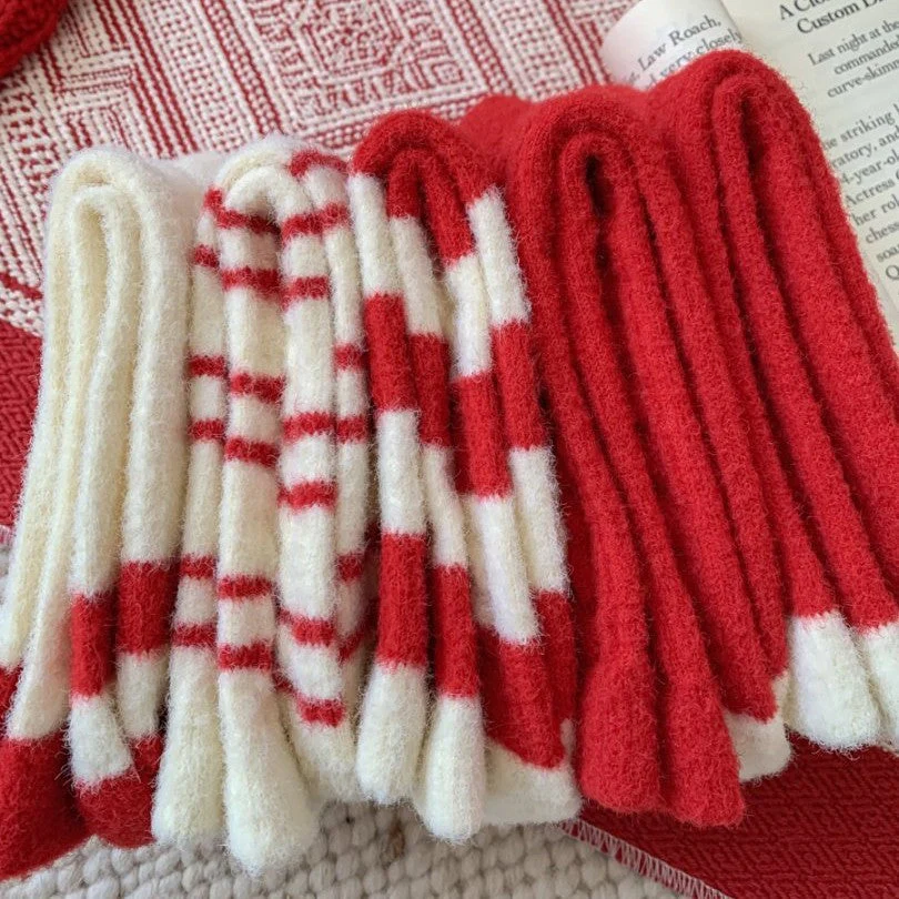 Wool Thick Warm Red Cute Socks - Image 4
