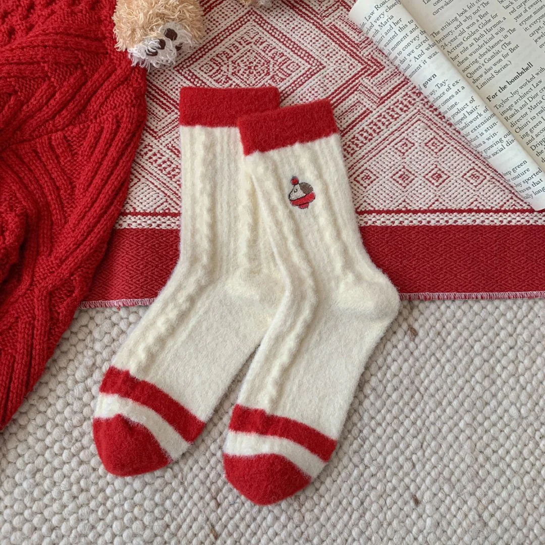 Wool Thick Warm Red Cute Socks - Image 6