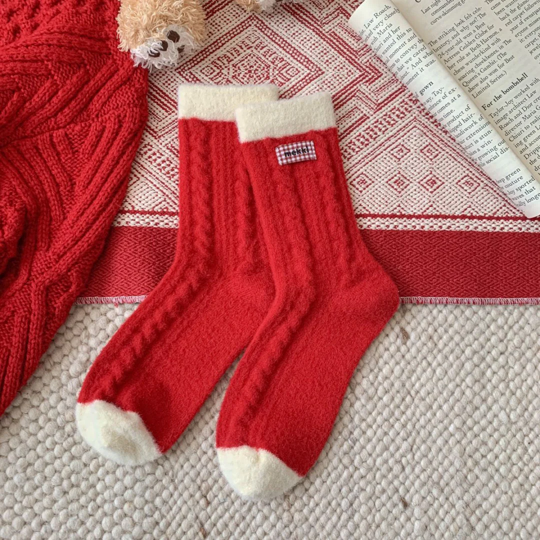 Wool Thick Warm Red Cute Socks - Image 7