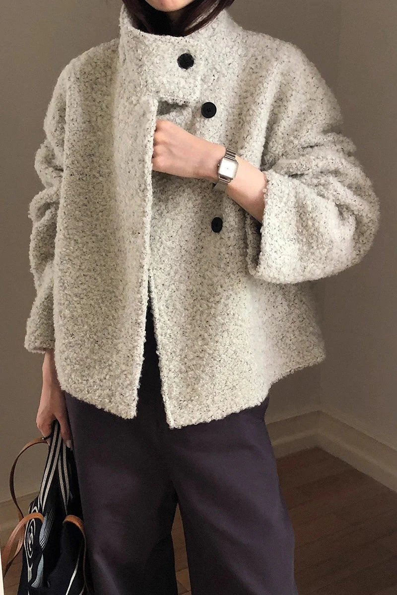 Wool Trendy Sweet Loose Snap Coat - Image 2