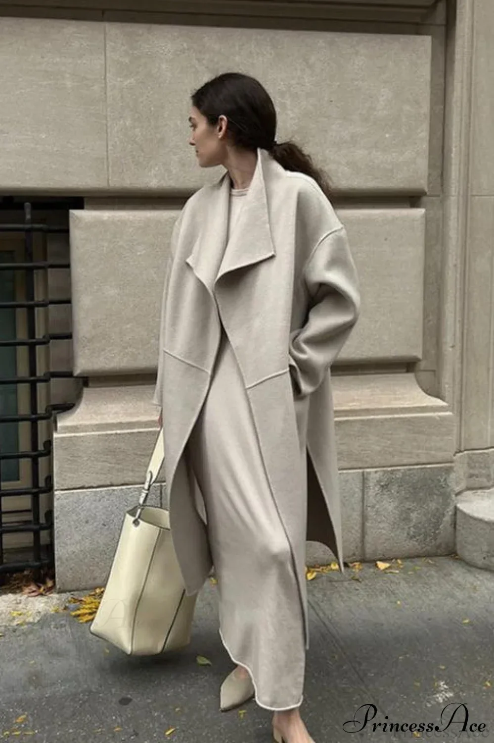 Woolen Tweed Mid Length Work Overcoat - Image 5