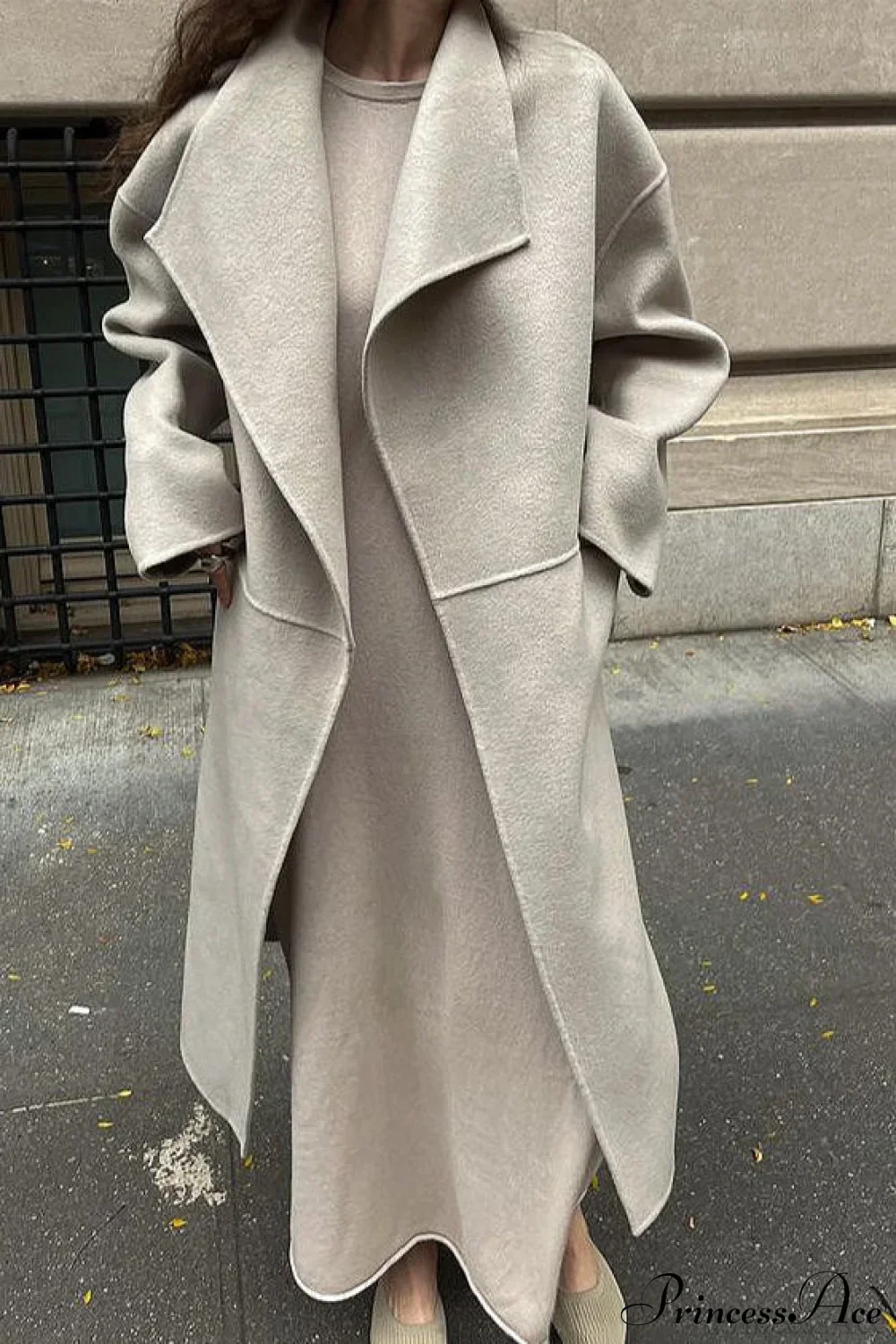 Woolen Tweed Mid Length Work Overcoat - Image 6