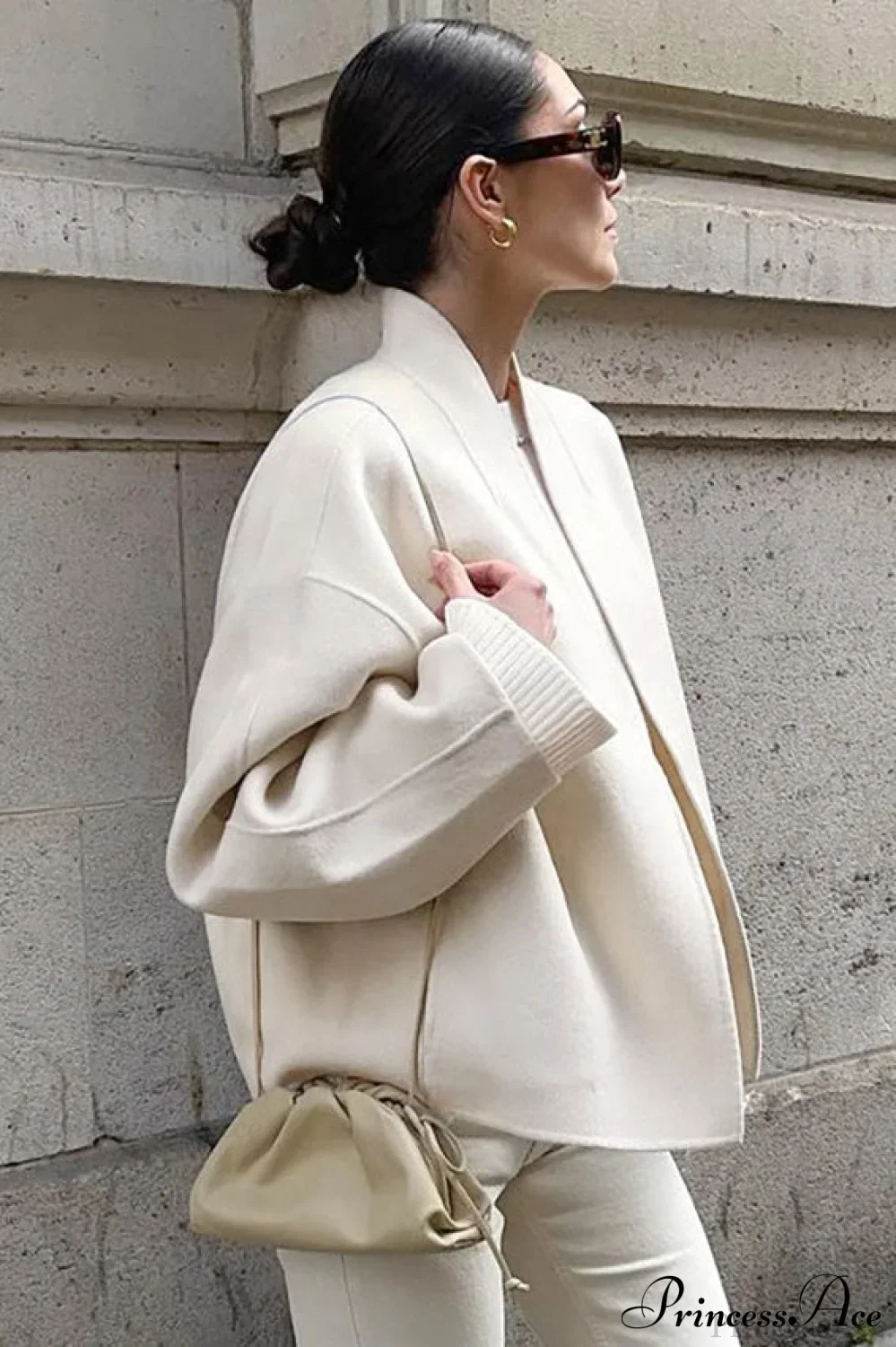 Woolen V-Neck Short Loose Chillax Coat - Image 3