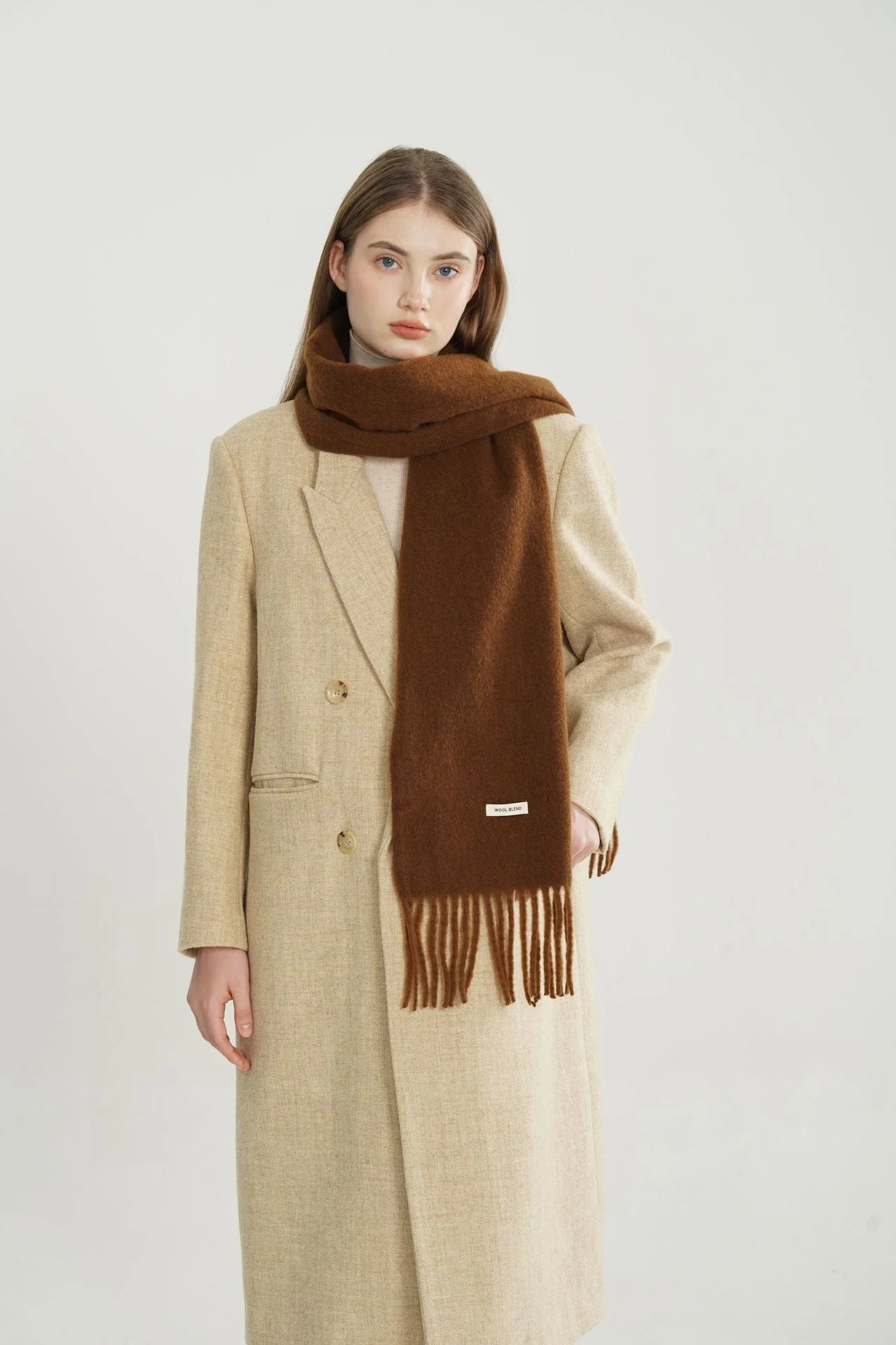 Woven Fringe Wool Blend Scarf - Image 10