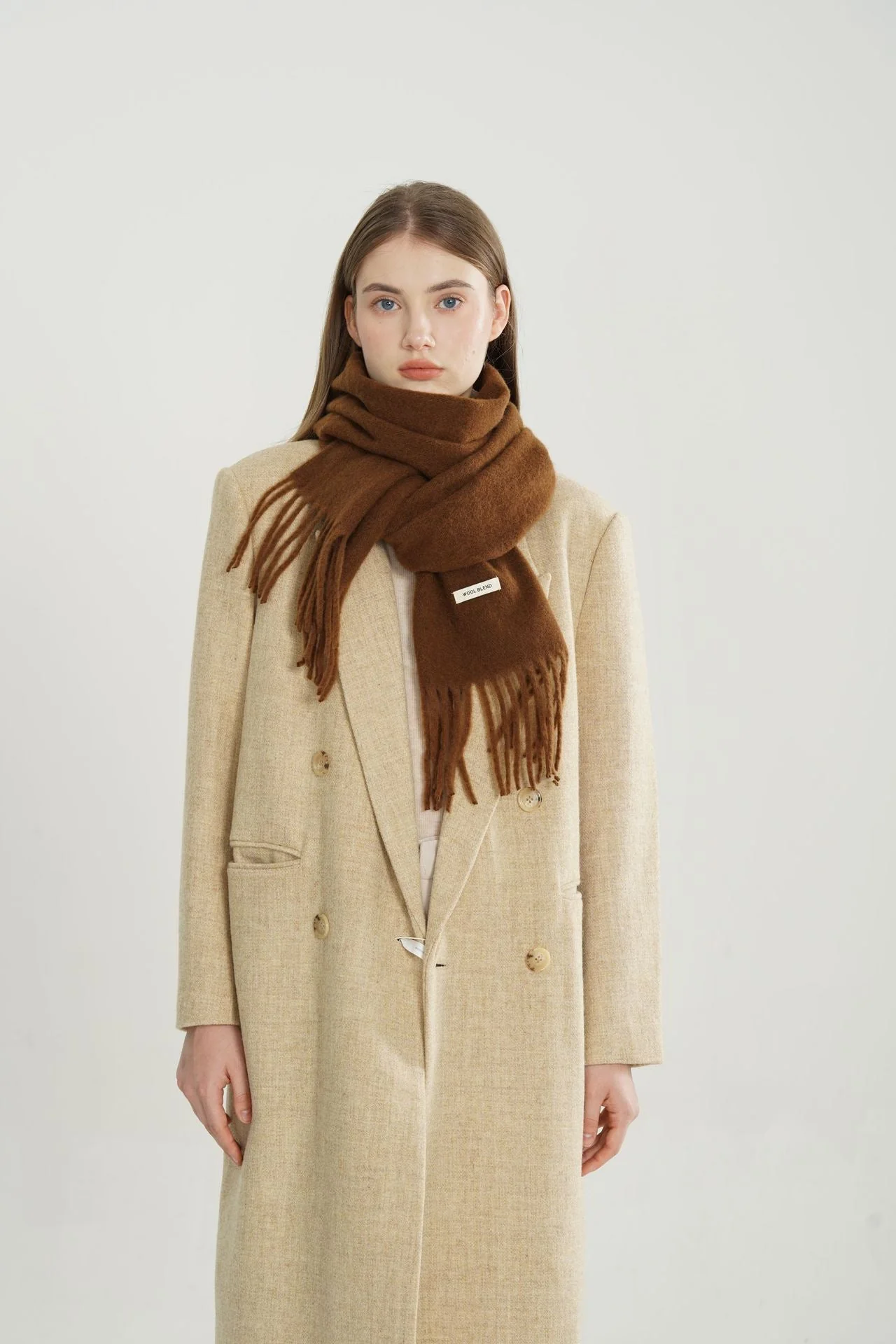 Woven Fringe Wool Blend Scarf - Image 11