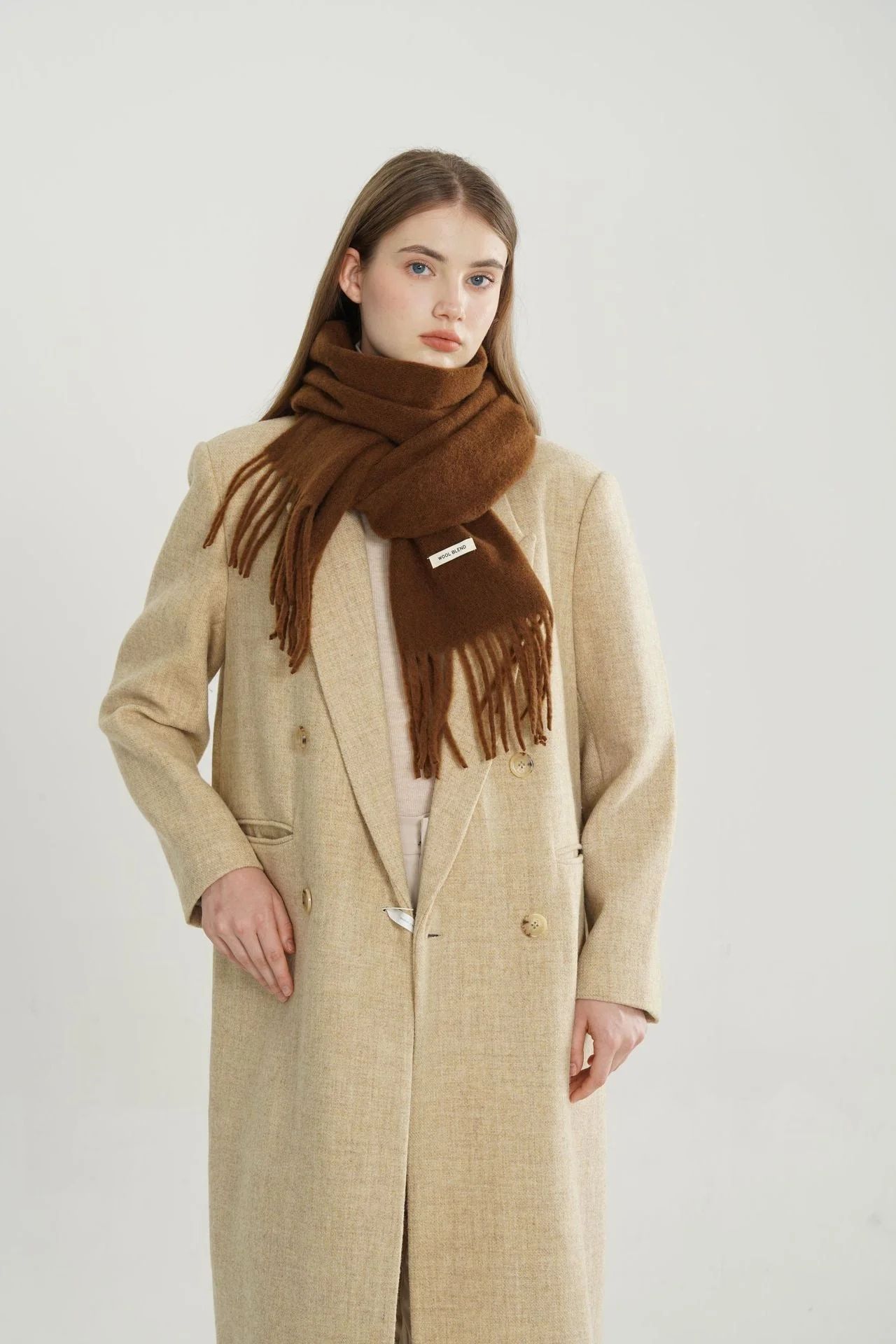 Woven Fringe Wool Blend Scarf - Image 12