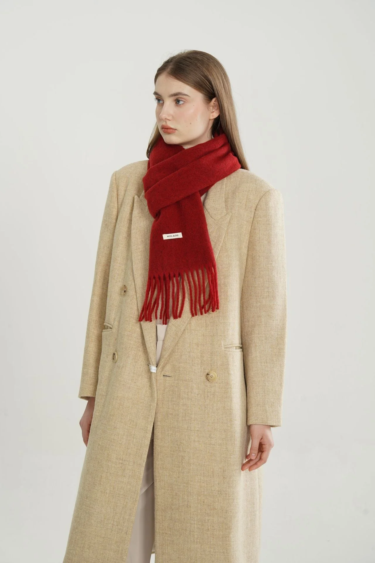 Woven Fringe Wool Blend Scarf - Image 3