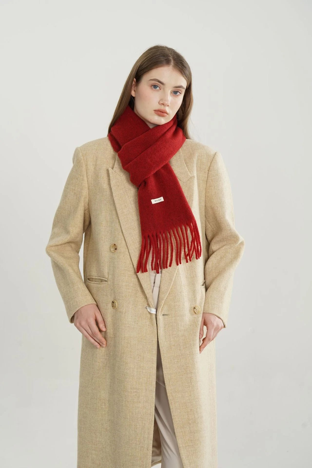 Woven Fringe Wool Blend Scarf - Image 4
