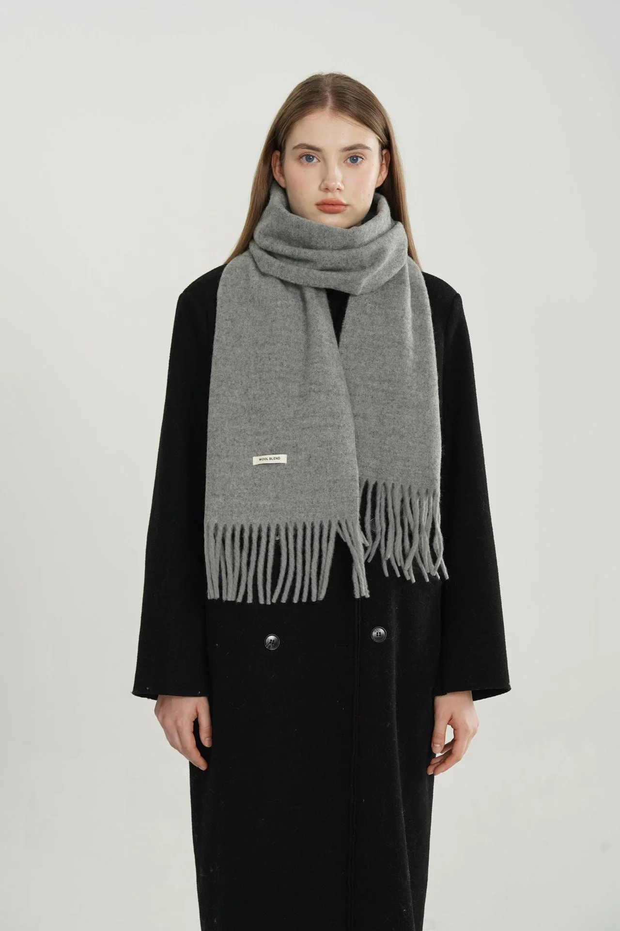 Woven Fringe Wool Blend Scarf - Image 5