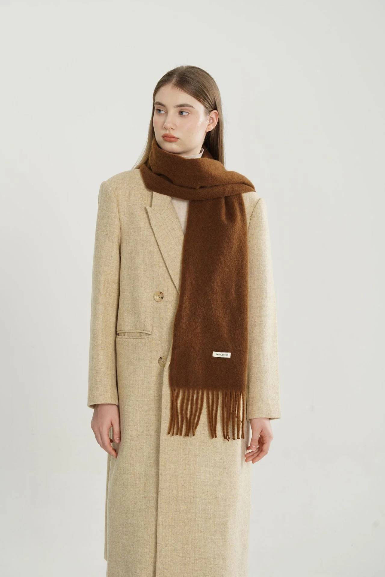 Woven Fringe Wool Blend Scarf - Image 9
