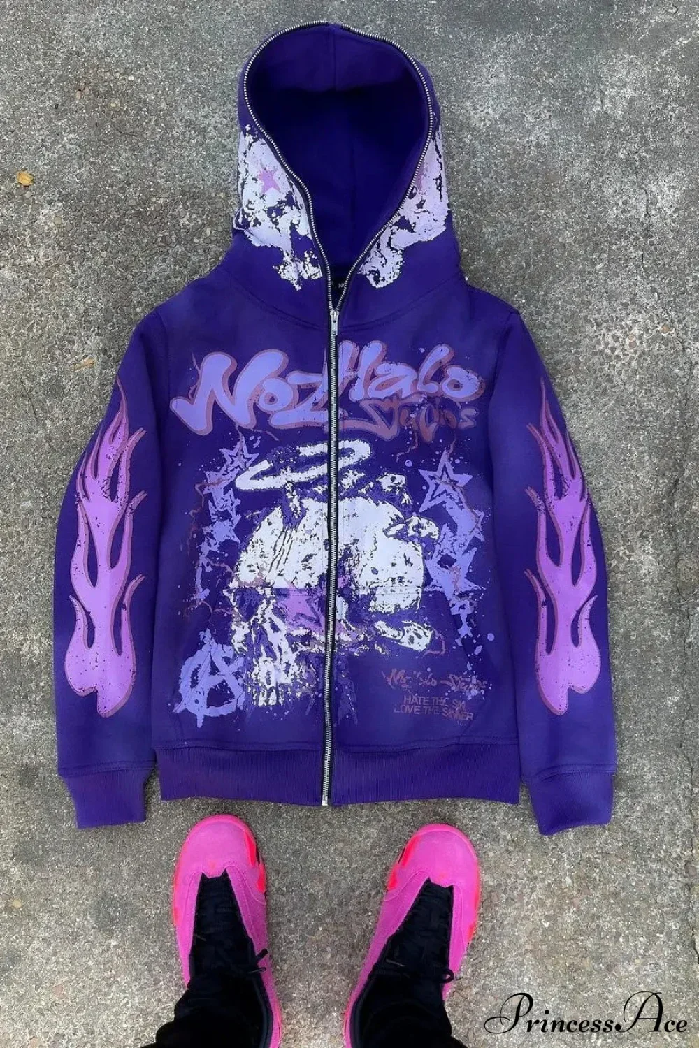 Y2K Dark Hip-Hop Cartoon Zip Hoodie - Image 3