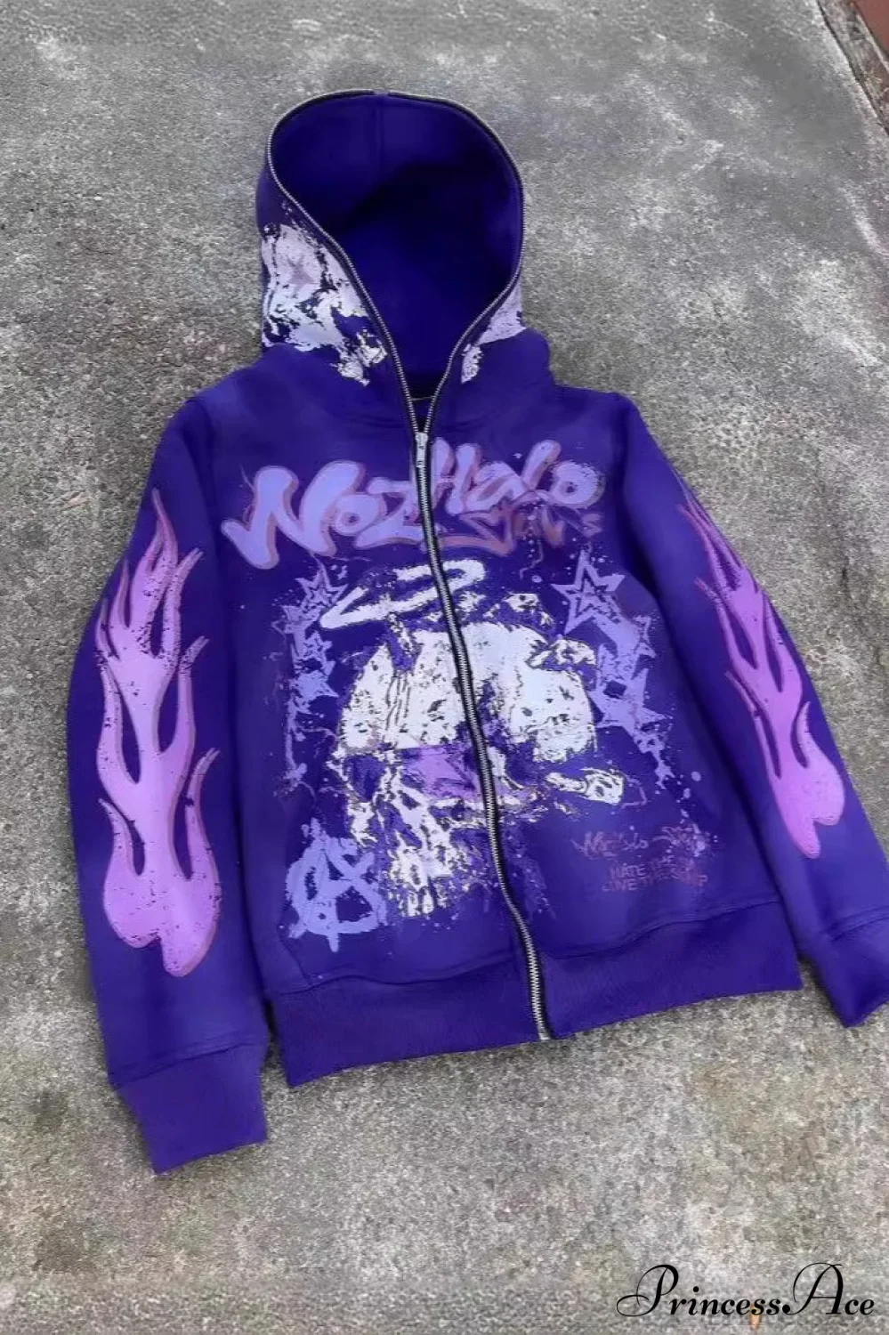 Y2K Dark Hip-Hop Cartoon Zip Hoodie - Image 5