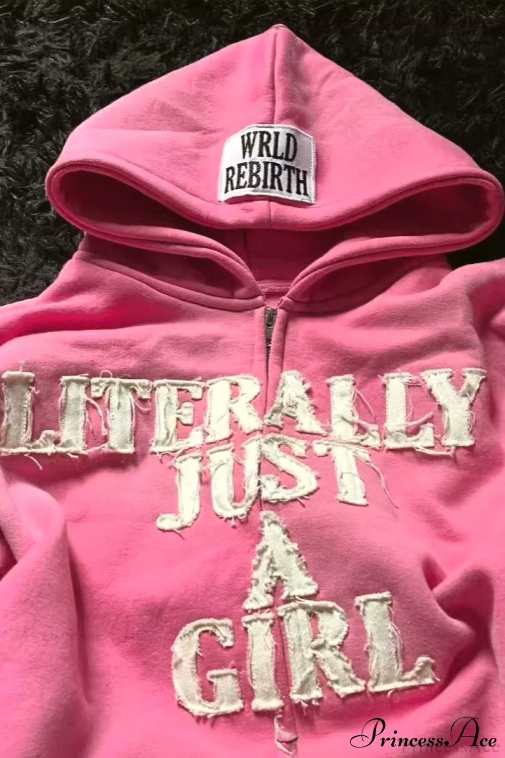 Y2K Hip-Hop 3D Letter Print  Loose Zip Hoodie - Image 2