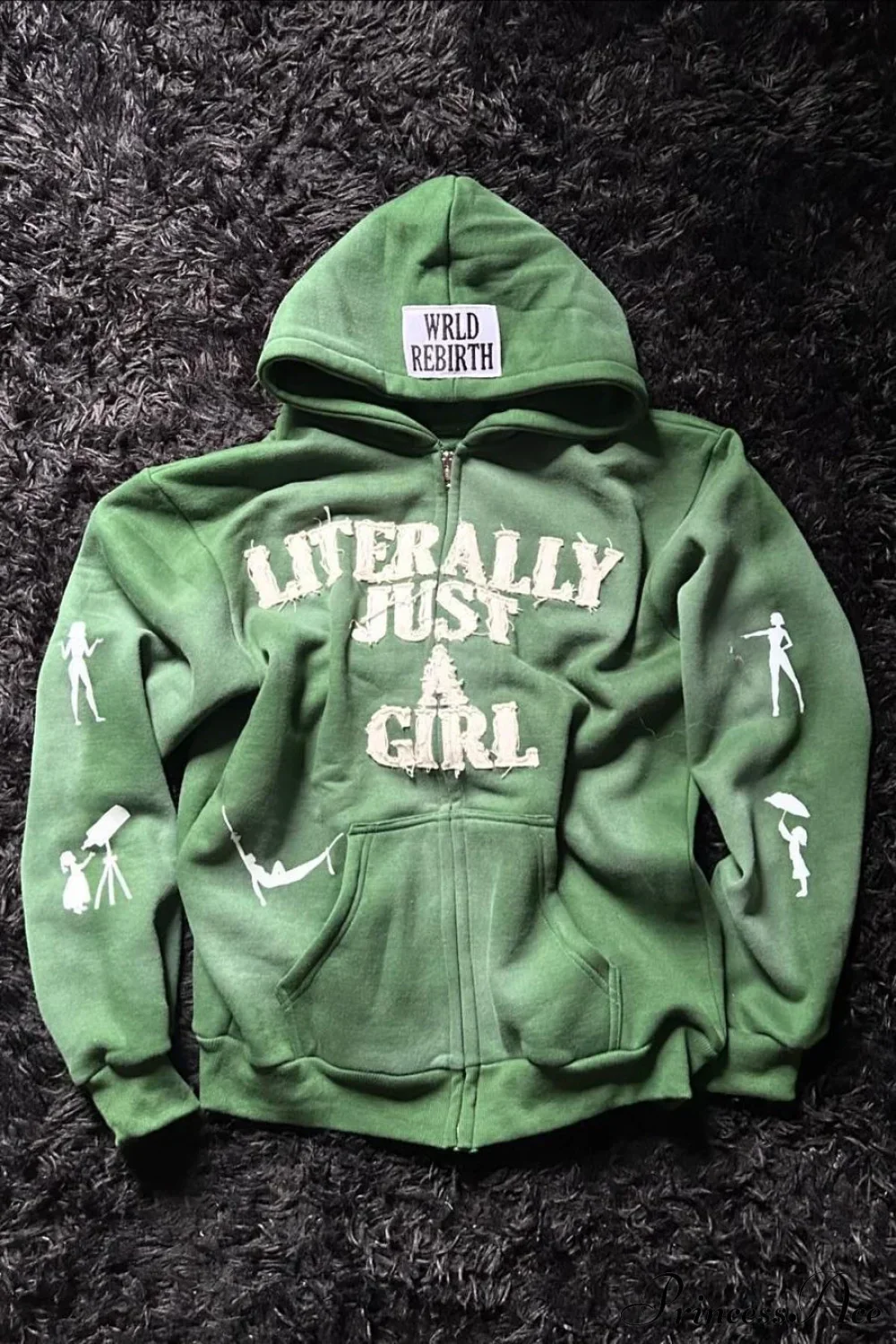 Y2K Hip-Hop 3D Letter Print  Loose Zip Hoodie - Image 4
