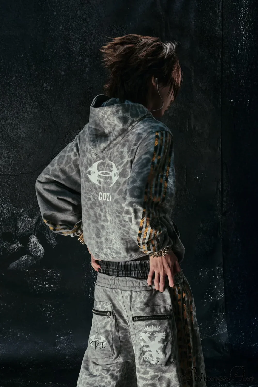 Y2K Leopard Striped Street Zip Hoodie - Image 5