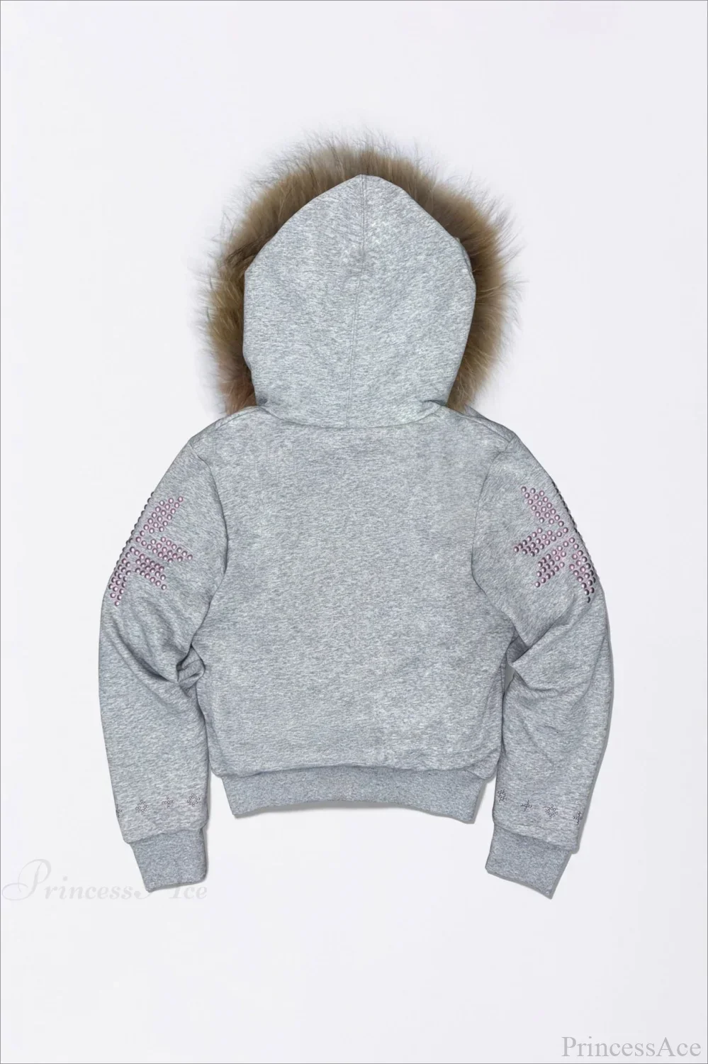 Y2K Sherpa Collar Rhinestone Zip-Front Waist-Cinched Hoodie - Image 6