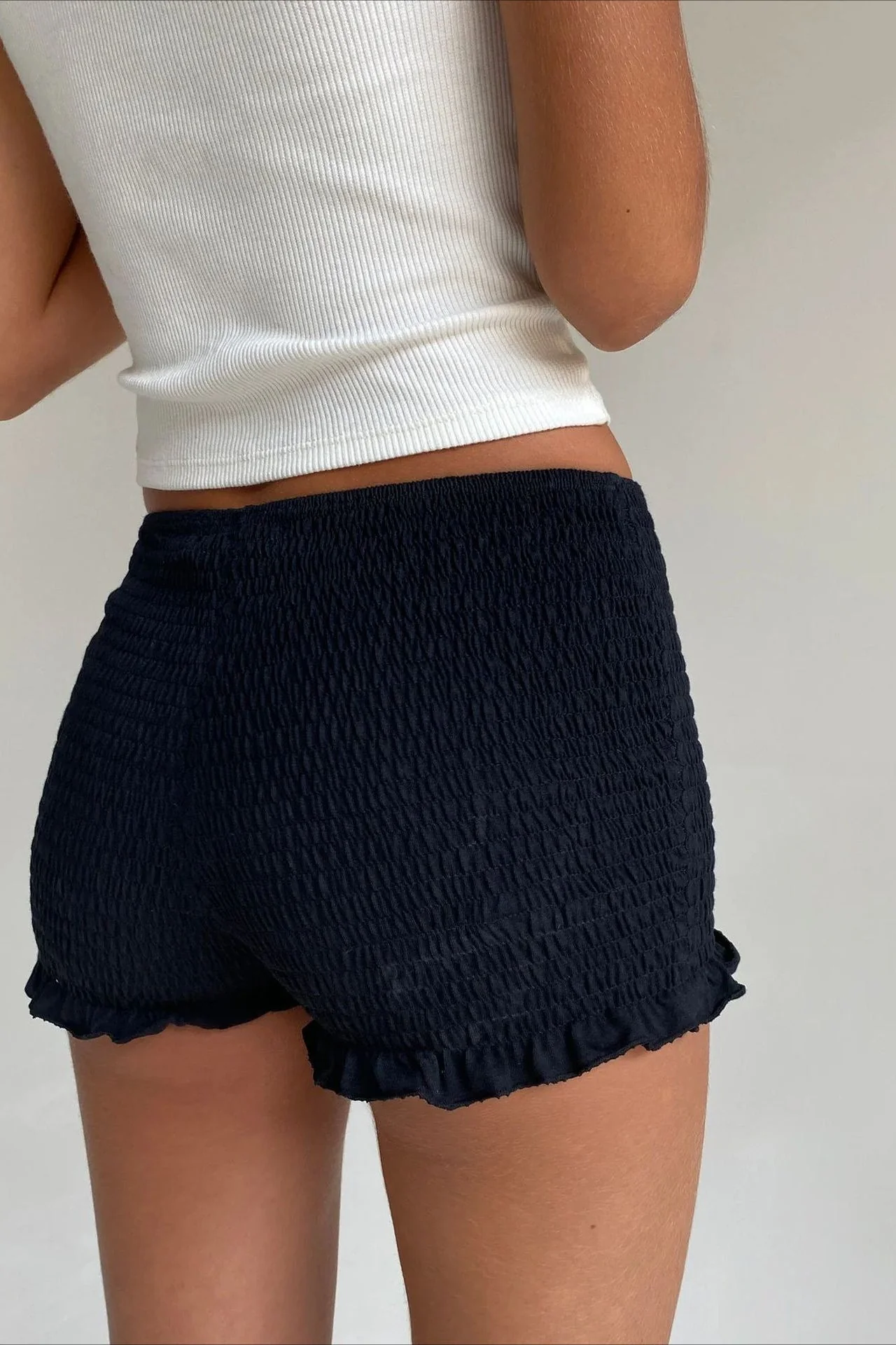 Y2K Solid Casual Low Waist Plaid Ruffle Shorts - Image 24