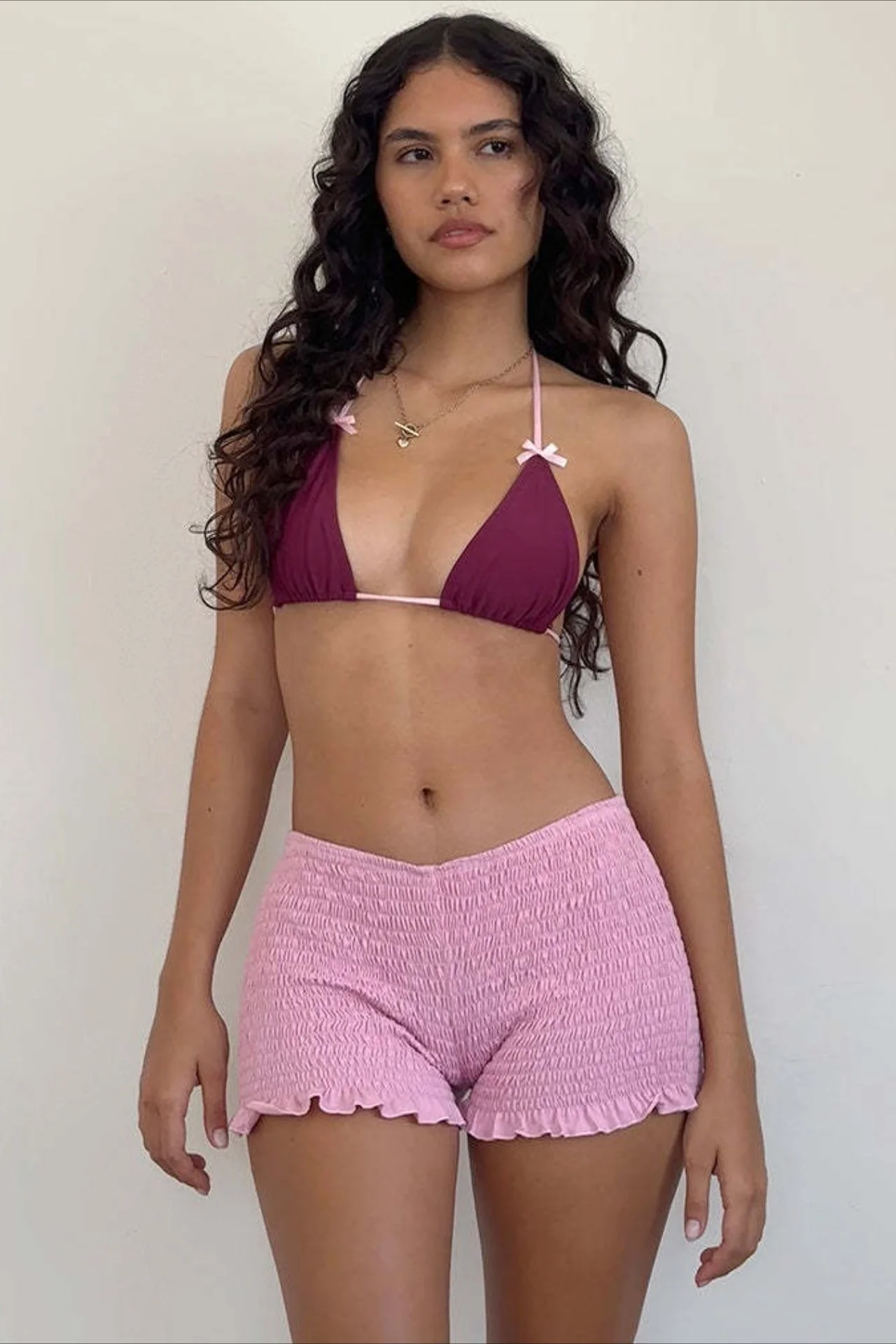 Y2K Solid Casual Low Waist Plaid Ruffle Shorts - Image 6