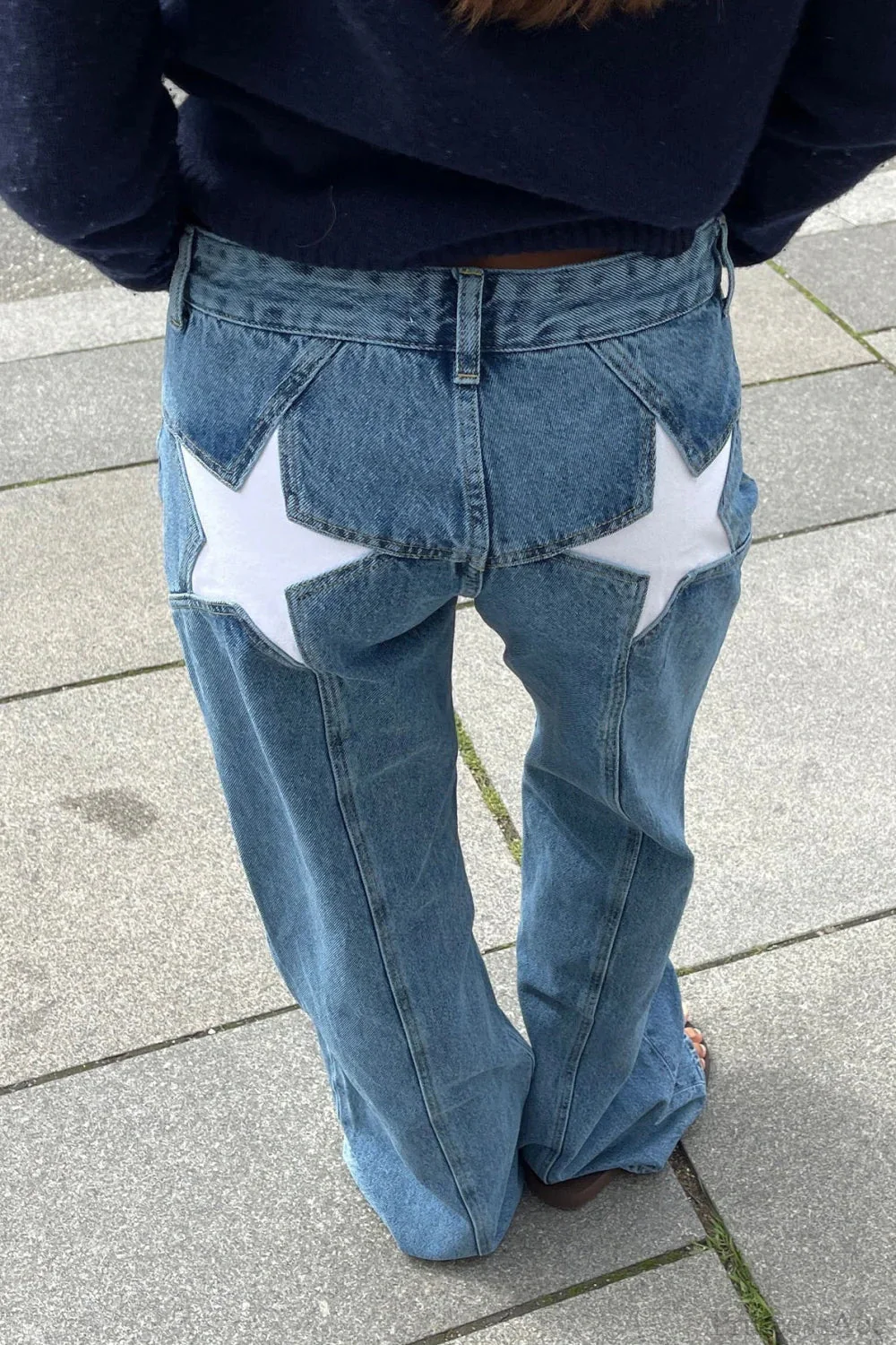 Y2K Star Color-Block Patchwork Jeans - Image 3